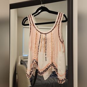 English Rose Embroidery Beaded Top